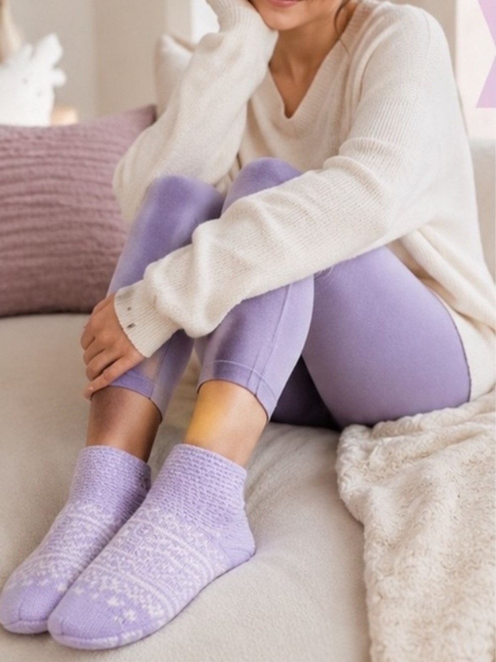 Bombas Kids Cozy Slipper Socks - Lavender Purple